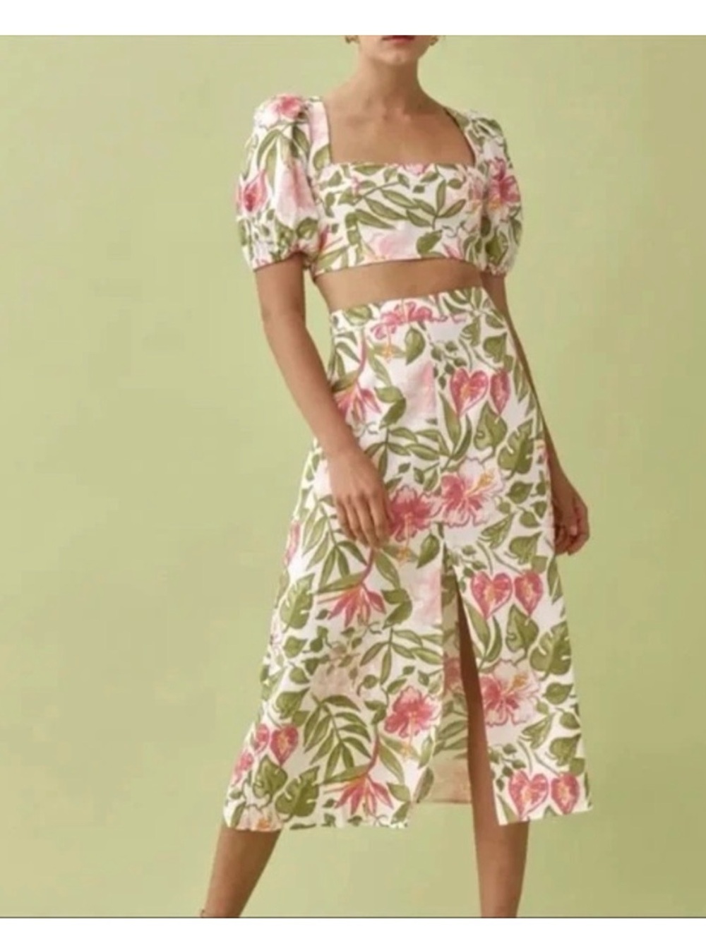 Reformation jonas skirt in Kauai 100% linen Floral Midi Skirt size 2